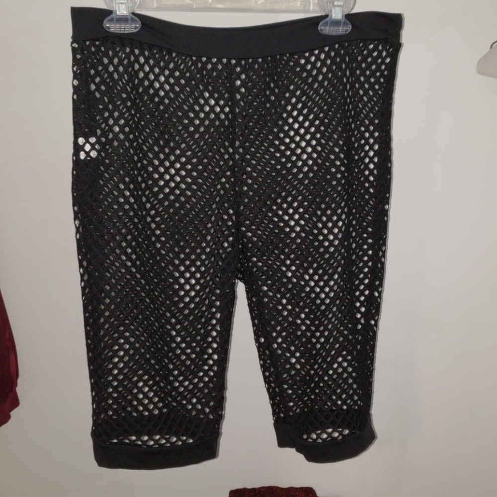 Fishnet biker shorts